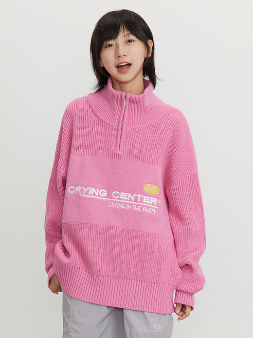 CryingCenter 运动刺绣logo polo拉链针织毛衣休闲 哭喊中心 商品图1