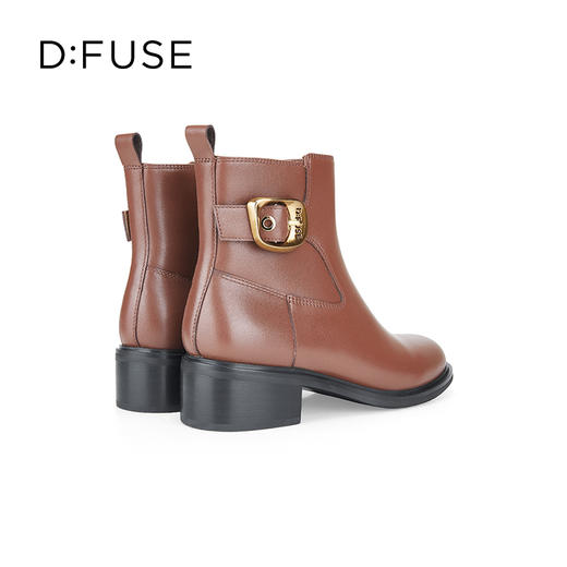 Dfuse迪芙斯冬季新款牛皮圆头休闲复古金扣短靴女DF34116010/DF34118010 商品图10