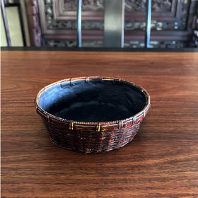 复古竹编碳篓圆平底收纳筐
