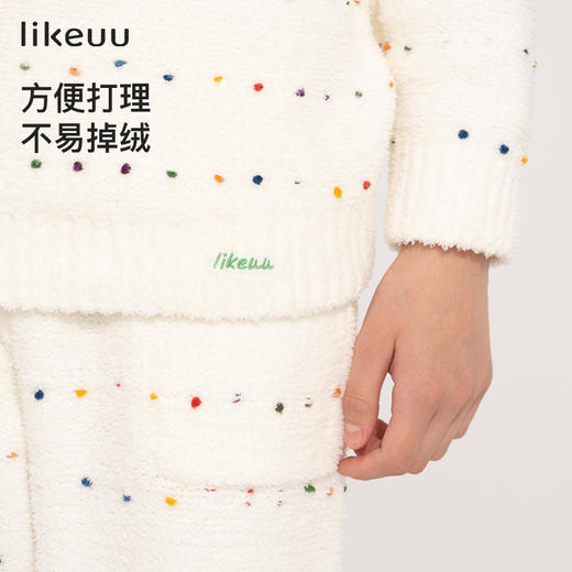likeuu儿童家居服套装亲子款彩糖豆半边绒睡衣秋冬男女ZY 商品图3