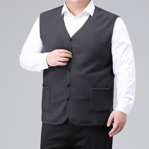 【新款DWP】大依优型加绒保暖马甲开衫背心休闲加肥加大上衣男士胖子大码坎肩 商品图3