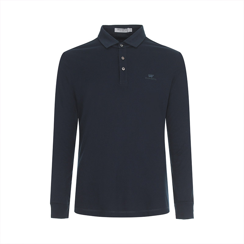 布兰施秋冬火山岩羊毛长袖翻领T恤