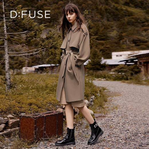 Dfuse迪芙斯冬季新款漆皮圆头钻扣绑带马丁靴短靴DF34116210 商品图1