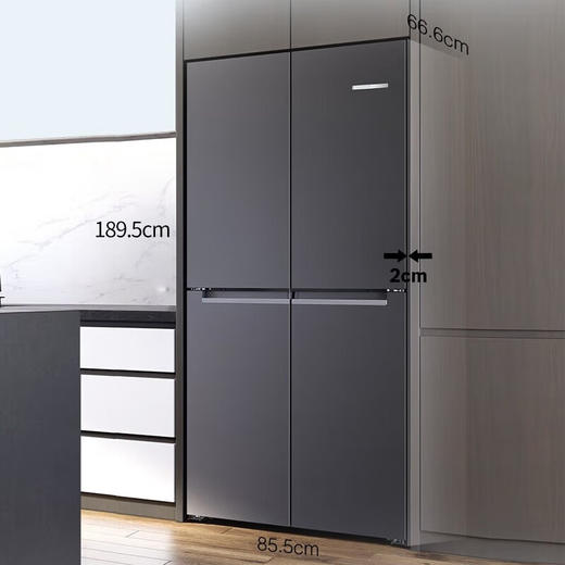 博世550升家用风冷无霜十字对开门冰箱 铂金净风 节能静音一级能效 微缝嵌入式 K6C82EA98C 灰色 商品图2