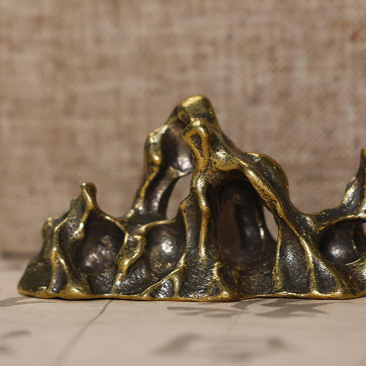 【庆学堂】太湖石笔搁 笔架 黄铜实心镇纸 商品图3