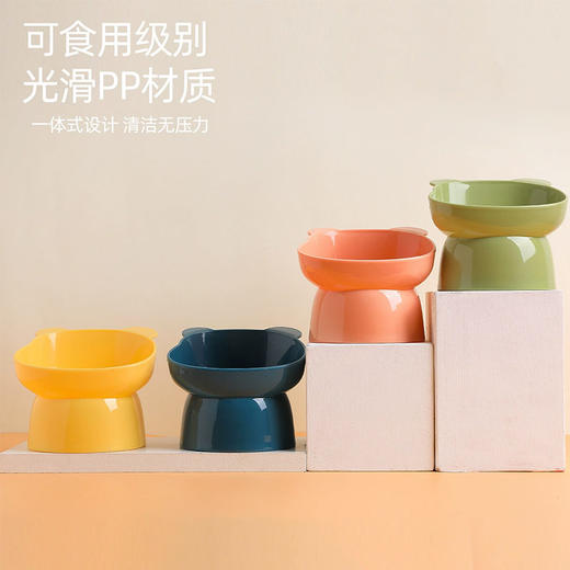 熊头高脚猫碗宠物食具 斜口护颈 PP材质 高性价比 裸装 商品图3