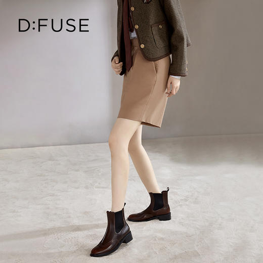 Dfuse迪芙斯冬季新品季新款圆头牛皮经典英伦切尔西短靴DF34116008 商品图7