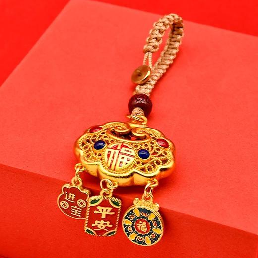 国风如意不掉色掐丝福字如意铃铛锁大吊坠链配饰钥匙扣 商品图1