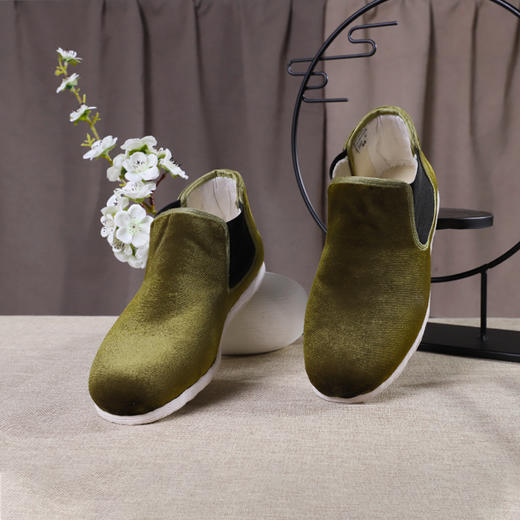 内联升女鞋手工棉鞋千层底老北京布鞋大内联升丝绒高巾棉鞋DN8659 商品图3