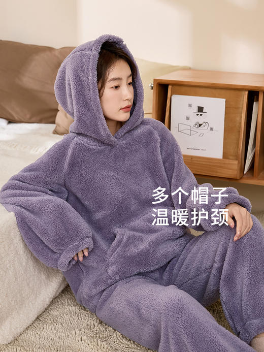 康妮雅秋冬季女式长袖长裤套头套装 商品图2