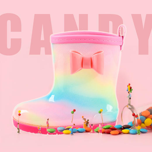 【舒适透气亲肤！蝴蝶结儿童雨鞋】女童公主可爱宝宝女小童雨靴防滑学生水鞋幼儿水靴 商品图0