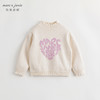 马克珍妮女童爱心提花针织衫冬装 儿童木耳花边半高领毛衣231951 商品缩略图1