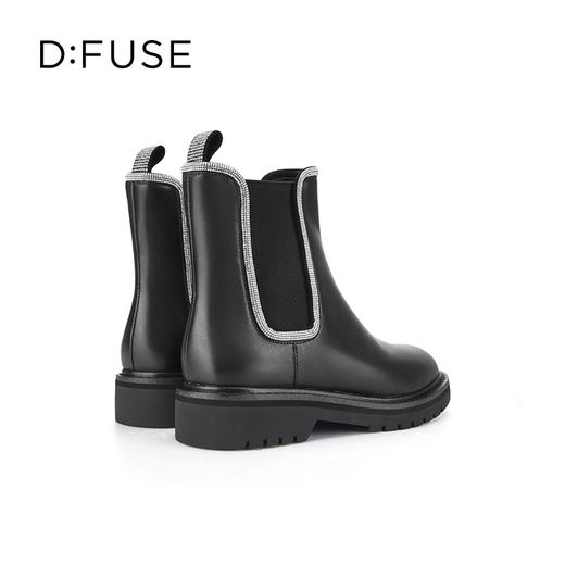 Dfuse迪芙斯冬季新款牛皮圆头经典闪钻切尔西短靴DF34116052 商品图3