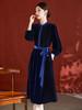春秋装真丝丝绒连衣裙新款桑蚕丝贵夫人立领长袖加厚中长裙子SM-82395936 商品缩略图3