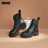 MIO米奥冬季新款黑色机车靴厚底短靴增高英伦风中筒马丁靴女M235605133 商品缩略图1