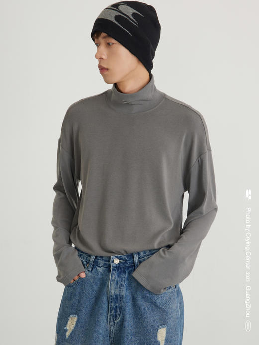 CryingCenter 醺紫深灰日系慵懒感高领宽松打底长袖tee 哭喊中心 商品图3