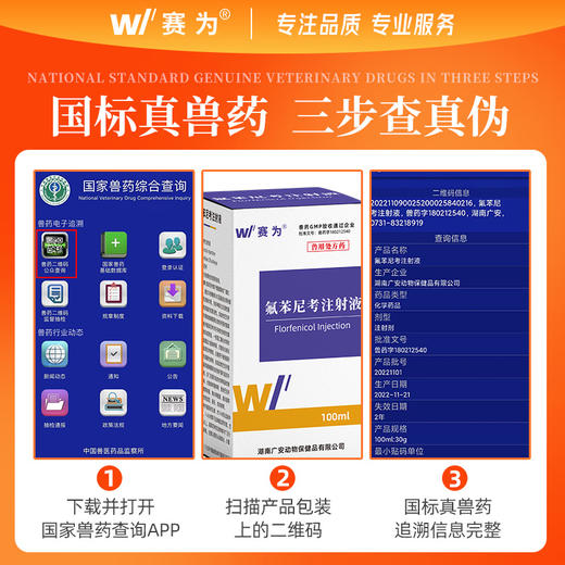 赛为兽用30%氟苯尼考注射液兽药咳嗽气喘链球菌支原体巴氏杆菌 商品图3