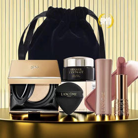【全球购*现货开抢&专柜限定便携绒袋】【热销】LANCÔME兰蔻彩妆护肤三件套「气垫5g#110/100 +口红1.6g#274+面霜15ml+专柜限定绒袋」