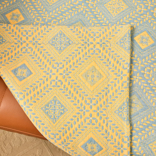 经典菱形花纹沙发巾和靠包棉四季通用高端轻奢防滑盖布定制 商品图3