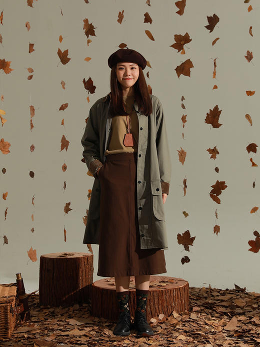 OADB/A14442A001/军绿千鸟格风衣 商品图1