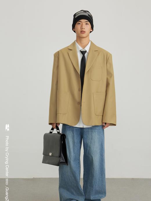 CryingCenter 卡其色复古老爹大廓形宽肩西装oversize 哭喊中心 商品图1