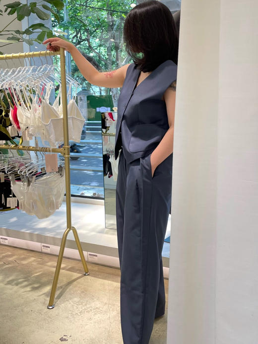 Semplicita｜G11 高腰前褶长裤  [ 灰蓝] 商品图5