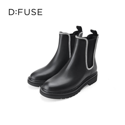 Dfuse迪芙斯冬季新款牛皮圆头经典闪钻切尔西短靴DF34116052 商品图2