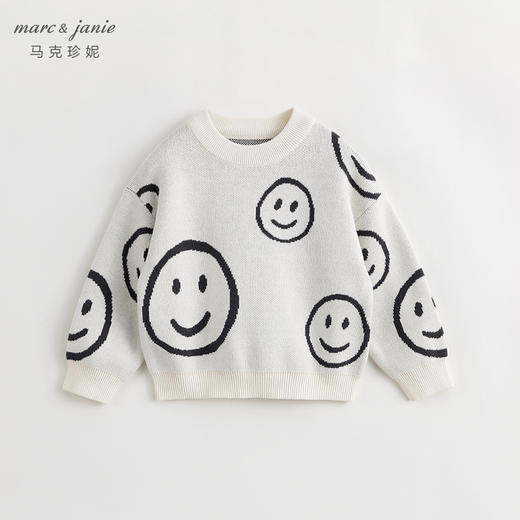 马克珍妮冬装新款 男童笑脸提花宽松圆领针织衫 儿童毛衣231830 商品图2