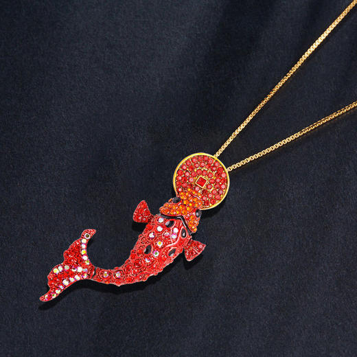 中国民族风饰品旺红色锦鲤气质复古胸针可爱女配饰 商品图8