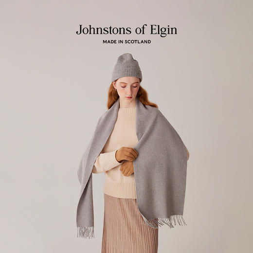 Johnstons of Elgin超精细美利奴羊毛围巾 纯色 商品图1