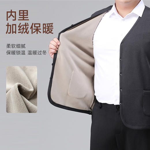 【新款DWP】大依优型加绒保暖马甲开衫背心休闲加肥加大上衣男士胖子大码坎肩 商品图2