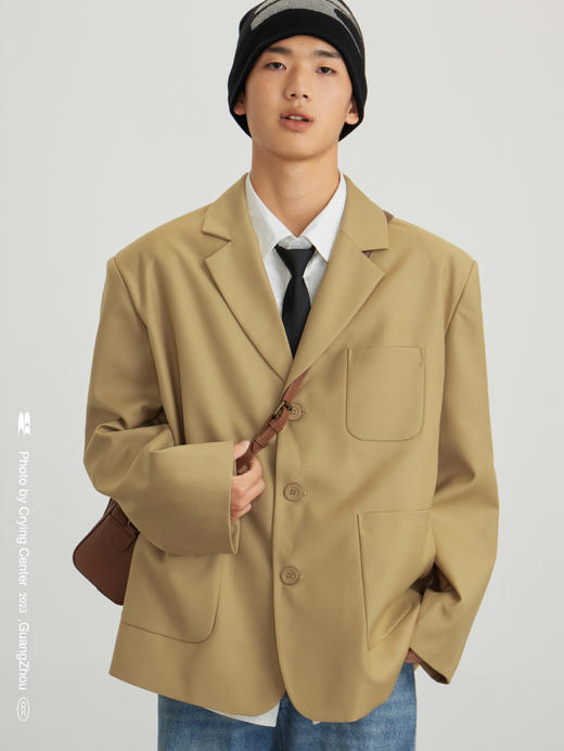 CryingCenter 卡其色复古老爹大廓形宽肩西装oversize 哭喊中心 商品图4