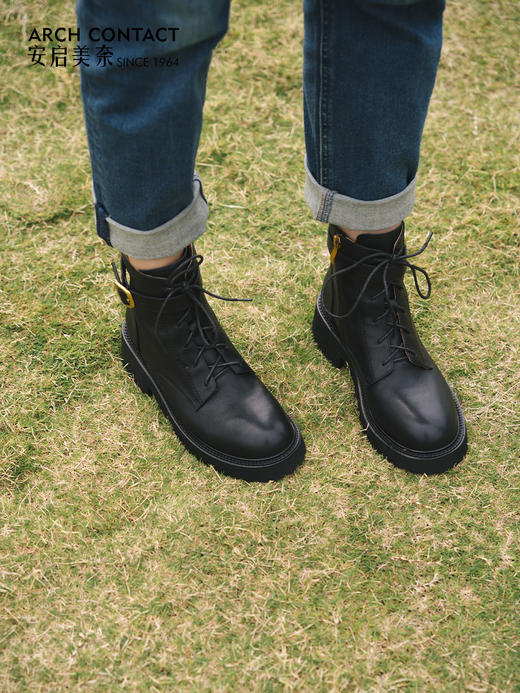 ARCHCONTACT安启美奈时尚皮带扣机车风中跟休闲马丁靴52890 商品图2