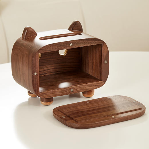 初心| 萌猫纸巾盒胡桃木全实木黄铜 商品图10