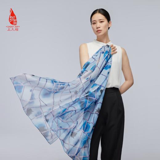 SAINTJOY/上久楷夏季真丝长巾 桑蚕丝  落花韵  CJS22077 商品图7