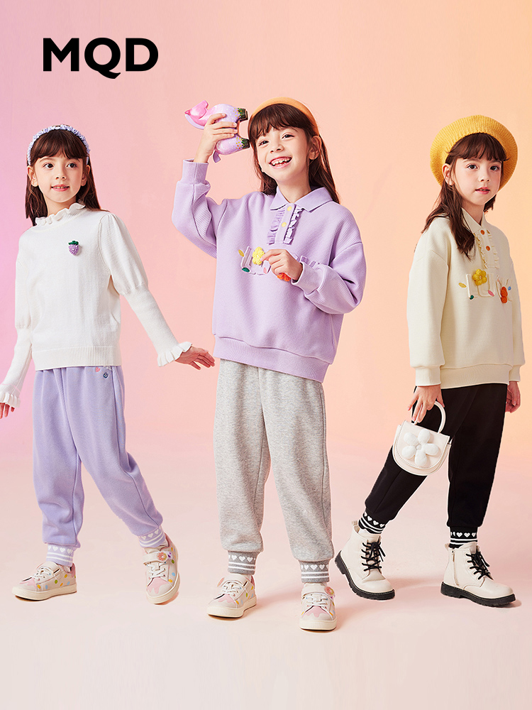 【秒】【特】【MQD】童装女童针织裤冬季新款儿童运动裤百搭舒适经典运动长裤