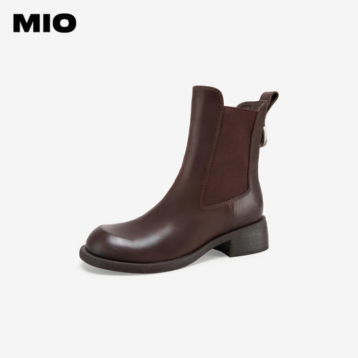 MIO米奥冬季新款单靴厚底复古英伦切尔西靴中筒烟筒靴短靴女M235634002 商品图0