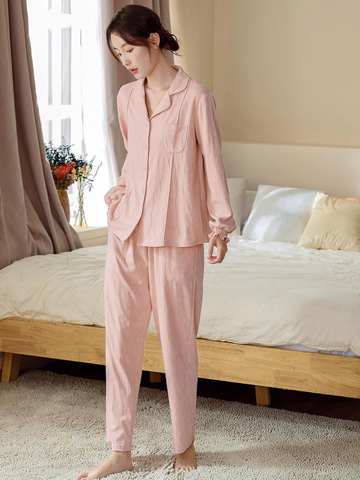 康妮雅女式长袖长裤开襟套装 商品图4