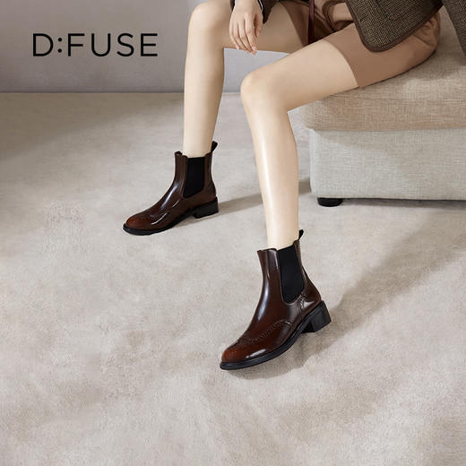 Dfuse迪芙斯冬季新品季新款圆头牛皮经典英伦切尔西短靴DF34116008 商品图9
