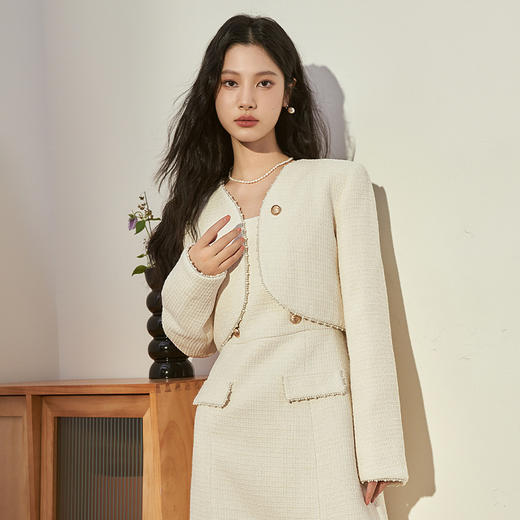 西遇法式气质小香风短款外套女2023新款秋冬开衫百搭长袖上衣V2132595 商品图2