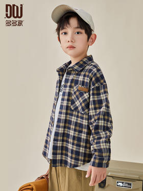 【件件底价，童装双倍积分】多多家男童格子长袖衬衫春秋款秋装新款儿童中大童纯棉衬衣8024