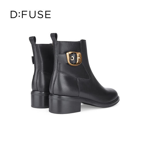 Dfuse迪芙斯冬季新款牛皮圆头休闲复古金扣短靴女DF34116010/DF34118010 商品图7