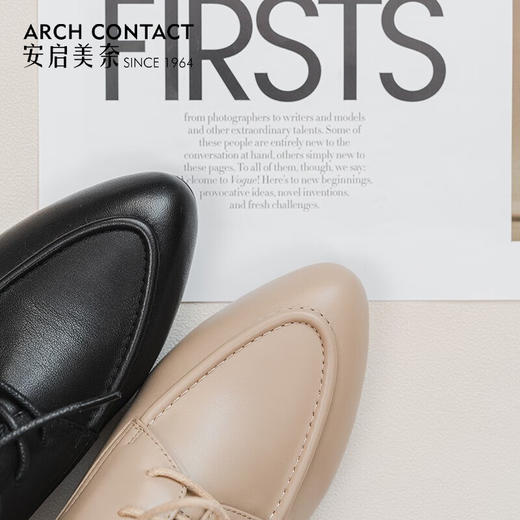 ARCHCONTACT安启美奈复古英伦风系带中跟粗跟皮鞋52857（ 商品图2