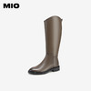 MIO米奥冬季不过膝长筒靴女厚底高筒V口骑士靴长靴烟筒靴女M235891065 商品缩略图0