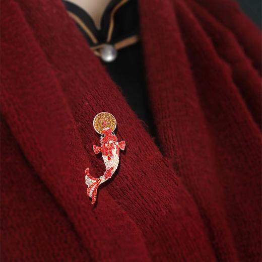 中国民族风饰品旺红色锦鲤气质复古胸针可爱女配饰 商品图9