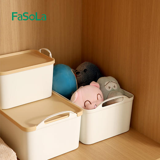 FaSoLa塑料收纳箱家用衣服零食带盖整理箱子书本杂物收纳盒储物筐 商品图10