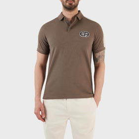 EMPORIO ARMANI 阿玛尼 男士棉质徽标贴花短袖polo衫 深棕色 3R1F77 1JCYZ 0440