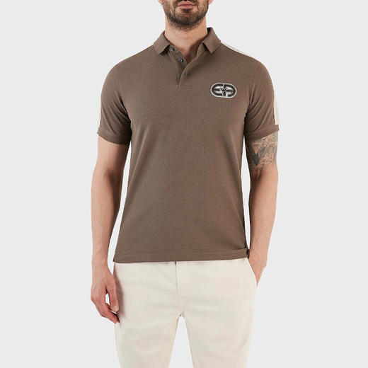 EMPORIO ARMANI 阿玛尼 男士棉质徽标贴花短袖polo衫 深棕色 3R1F77 1JCYZ 0440 商品图0