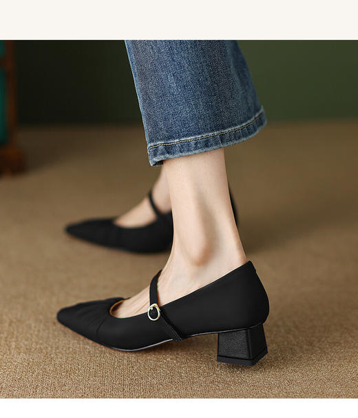 法式温柔浅口玛丽珍，粗跟单鞋女奶奶鞋MLJ-A762 商品图0