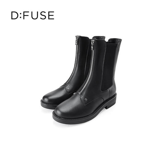 Dfuse迪芙斯冬季新品季新款牛皮圆头拉链休闲切尔西短靴DF34116005 商品图5